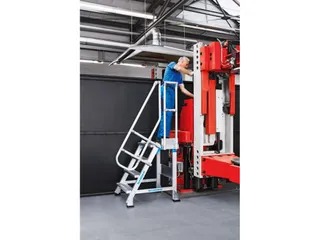 bordestrap,verrijdbaar,bordes H 0,6m,3treden,45° helling,aluminium - 1