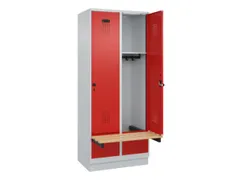 locker met bank,HxBxD 1950x800x815mm,2vak,vak B 400mm,draaigrendel