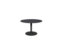 Linesto vergadertafel 120cm rond houtprint schaduw 25mm zwart
