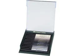 Tekenstift Faber-Castell Pitt Artist Pen Brush set 12 stuks grijstinte