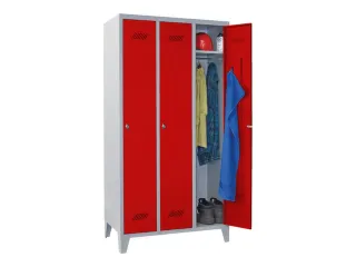 locker,HxBxD 1850x900x500mm,3vak,vak B 300mm,RAL7035,front RAL3000 - 3