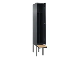 locker met bank,voor scheiding van kleding,HxBxD 2120x300x815mm,1vak