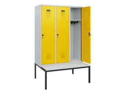 locker met bank,HxBxD 1950x1200x815mm,3vak,vak B 400mm,draaigrendel