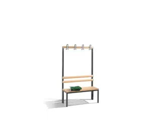 Omkleedbank L 1000Mm Houten Zitlatten Enkelzijdige Hakenlijst Ral7021 - 1