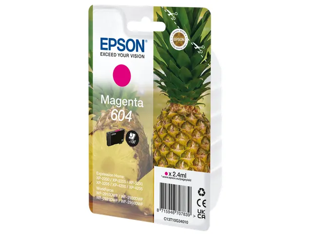 Epson 604, Normaal rendement, Magenta, 2,4 ml, 1 stuk(s), Enkele verpa