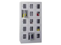 lockerkast,HxBxD 1850x900x500mm,3x5vakken,RAL7035,front RAL6011