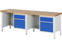 werkbank,HxBxD 840-1040x2500x700mm,beukblad,draagverm. 1250kg