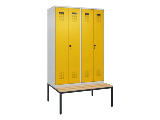 locker met bank,voor scheiding van kleding,HxBxD 2120x1200x815mm,4vak
