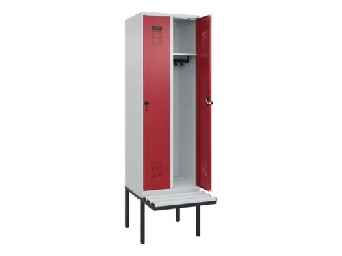 locker met bank,HxBxD 2120x600x815mm,2vak,vak B 300mm,draaigrendel