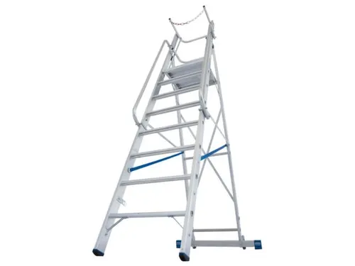 verrijdbare treden-platformladder eenzijdig 8treden stand H 1 9m