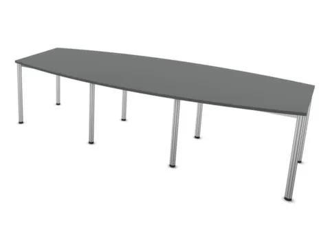 vergadertafel,HxBxD 740x2800x1200mm,vatvormig,MS-donkergrijs