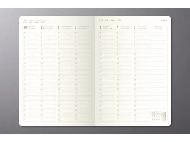Weekagenda Conceptum A4+ 2027 (NL/FR/EN/DU), verticaal zwart Hardcover