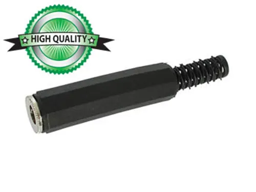 Vrouwelijke 6.35mm Mono Jack Met Plastic Huls - Vernikkeld - Zwart
