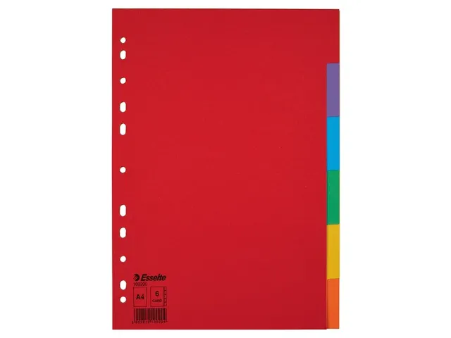 Tabbladen Esselte A4 11-gaats Karton 6-delig Blanco Tabs Kleur