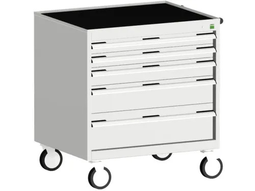 ladekast verrijdbaar 880x800x525mm 5laden romp RAL7035 front RAL7035