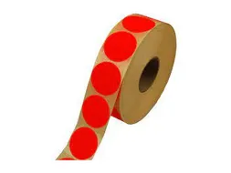 Stickers Etiket Permanent 35mm fluor rood, rol 2000 stuks