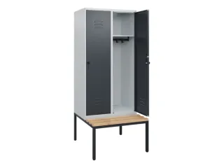 locker met bank,HxBxD 1950x800x815mm,2vak,vak B 400mm,draaigrendel - 2