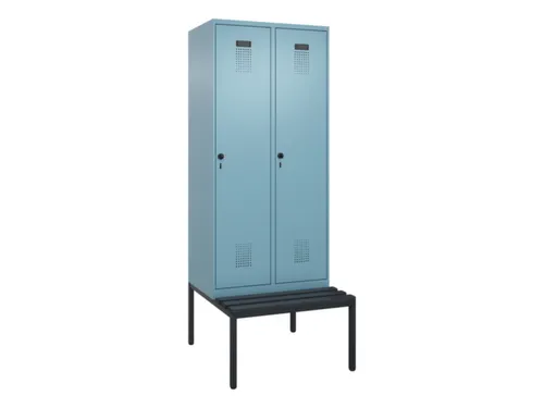 locker met bank,HxBxD 2120x800x815mm,2vak,vak B 400mm,draaigrendel