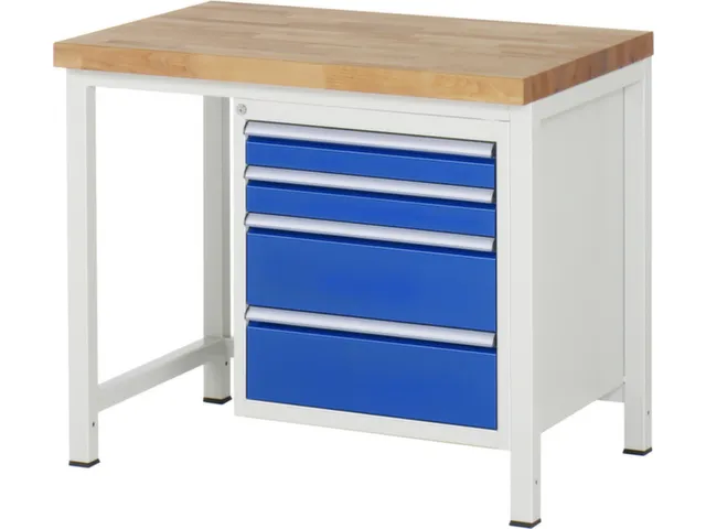 werkbank,HxBxD 840-1040x1000x700mm,beukblad,draagverm. 1250kg,4voeten