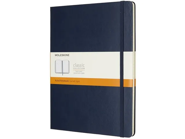 Notitieboek Moleskine XL 190x250mm lijn hard cover sapphire blue