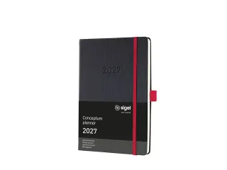 Weekagenda Conceptum A5 2027 (NL/FR/EN/DU) zwart-red Hardcover - 2