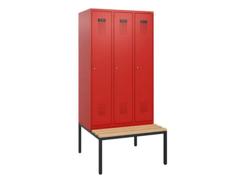 locker met bank,HxBxD 1950x900x815mm,3vak,vak B 300mm,cilinderslot