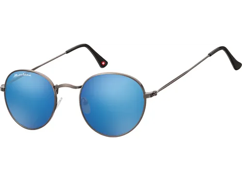 Zonnebril Montana met Revo blauw rond glas met staalkleurig