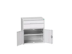 ladekast HxBxD 900x800x550mm 2laden 2deuren RAL7035 front RAL7035