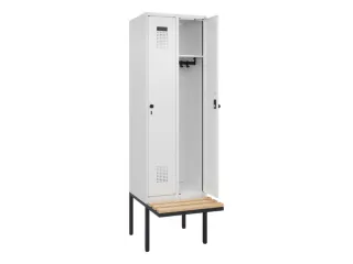 locker met bank,HxBxD 2120x600x815mm,2vak,vak B 300mm,draaigrendel - 2