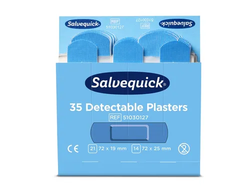 Pleisters Salvequick blauw detectabel refill 35 Stuks