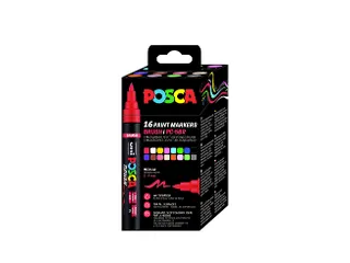 Paintmarker Uni POSCA PC-5BR brushpunt M assorti 16st - 1