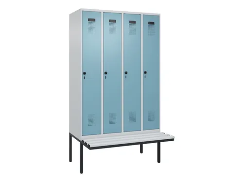 locker met bank,HxBxD 2120x1200x815mm,4vak,vak B 300mm,draaigrendel