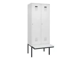 locker met bank,voor scheiding van kleding,HxBxD 2120x800x815mm,2vak - 2