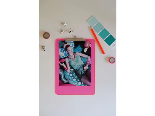 Klembord MAUL A4 staand transparant PS neon roze