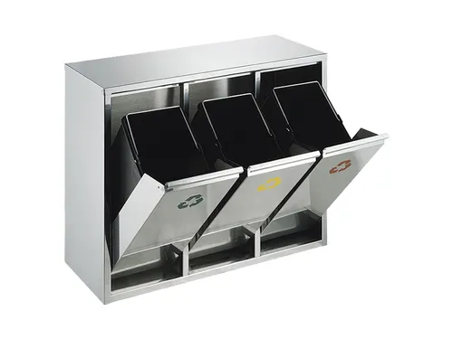 Recycling Afvalbak 3x 8 Liter Mat Rvs