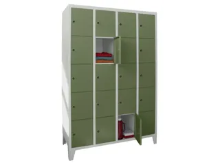 lockerkast,HxBxD 1850x1200x500mm,4x5vakken,RAL7035,front RAL6011 - 2