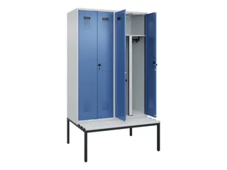 PBM-locker met bank,HxBxD 2120x1200x815mm,4vak,vak B 300mm - 1