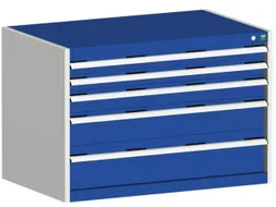 ladekast HxBxD 700x1050x650mm 5laden RAL7035 front RAL5010