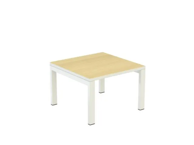 Bijzettafel 400X600X600Mm Vierkant Beuken 4Voeten Wit Vierkante Buis