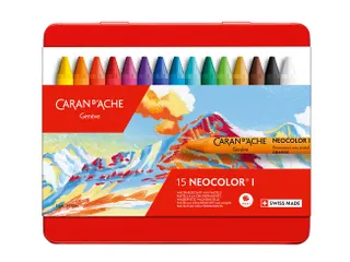 Waskrijt Caran d'Ache neocolor-I 15 stuks assorti - 1