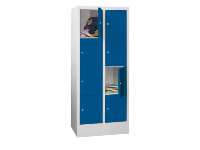 lockerkast,HxBxD 1518x600x500mm,2x4vakken,RAL7035,front RAL5012