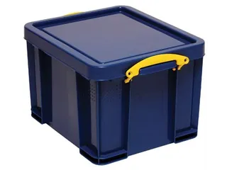 Really Useful Boxes Opbergdoos 35 Liter Blauw Gele Handvaten - 1