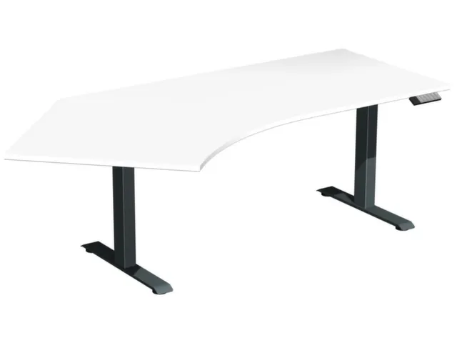 Elektrisch in hgte vst. hoekbureau,HxBxD 630-1280x2166x1130mm,blad wit