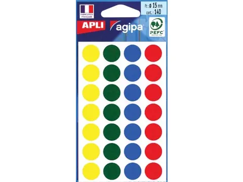 Etiket Assorti Rond Ø15mm 140ST