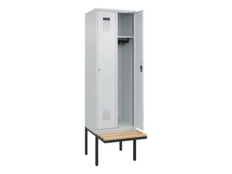 locker met bank,HxBxD 2120x600x815mm,2vak,vak B 300mm,cilinderslot