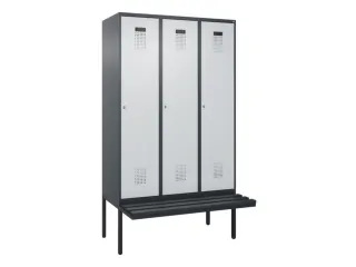 locker met bank,HxBxD 2120x1200x815mm,3vak,vak B 400mm,cilinderslot - 2