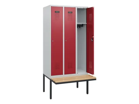 locker met bank,HxBxD 1950x900x815mm,3vak,vak B 300mm,cilinderslot