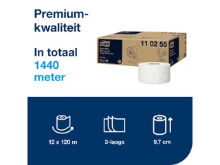 Toiletpapier Tork T2 Jumbo 110255 3-laags 120m 600 Vel 12 Rollen - 7