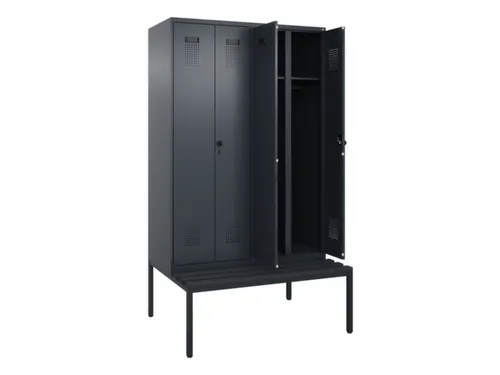 locker met bank,voor scheiding van kleding,HxBxD 2120x1200x815mm,4vak