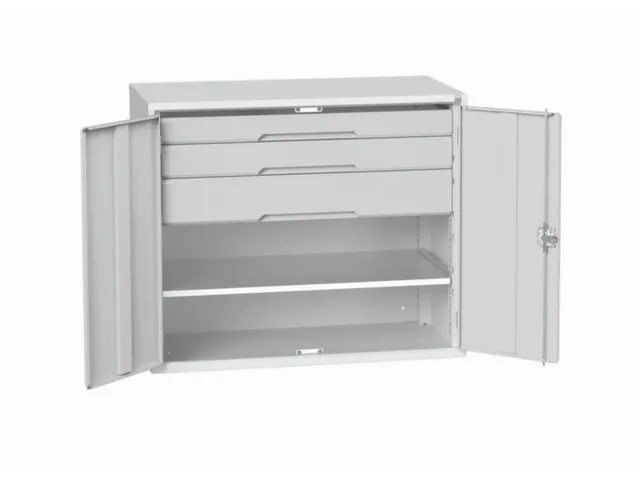 universele kast,HxBxD 1000x1300x550mm,1xStalen bodem,3lade(n)